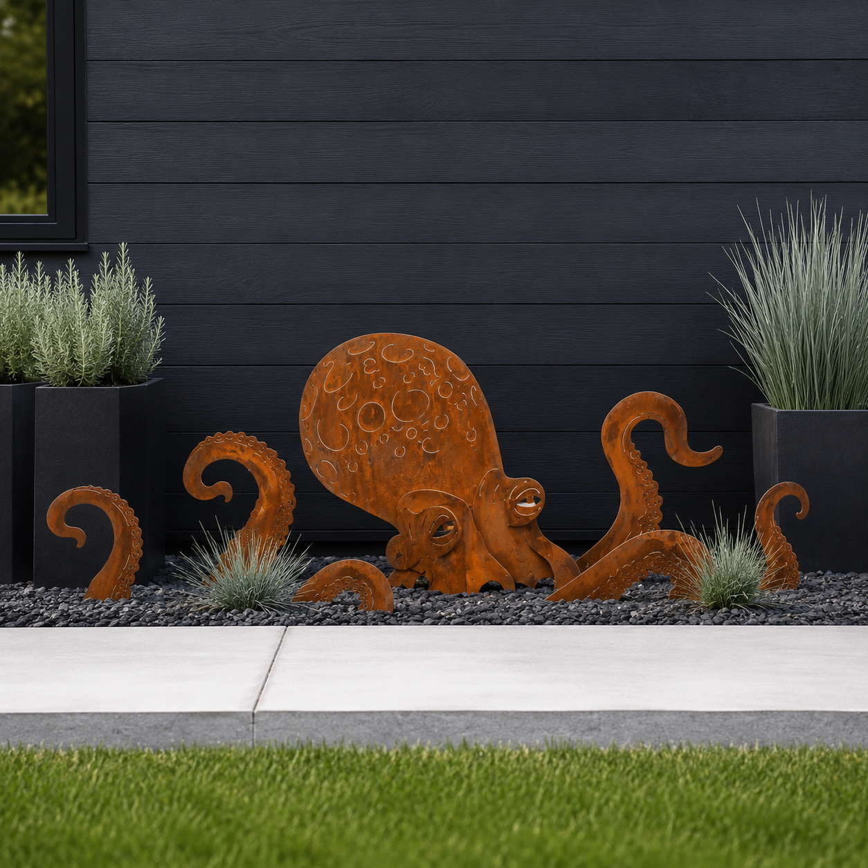 🦑Rust Patina Giant Squid Garden Sculpture