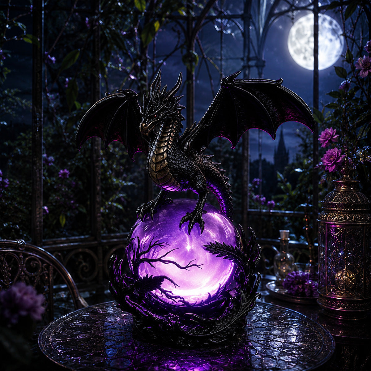 Gothic Dragon Orb Lamp – Mystical LED Table Light for Fantasy Room Decor