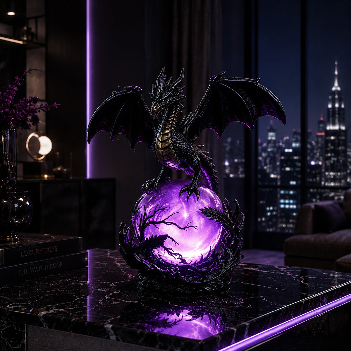 Gothic Dragon Orb Lamp – Mystical LED Table Light for Fantasy Room Decor