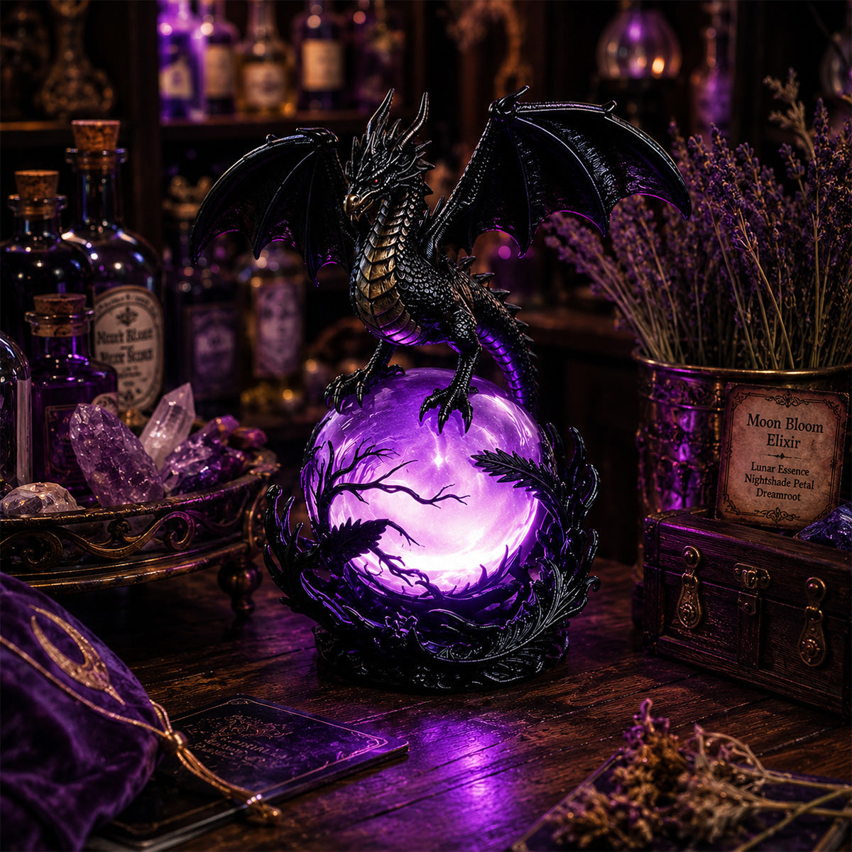 Gothic Dragon Orb Lamp – Mystical LED Table Light for Fantasy Room Decor