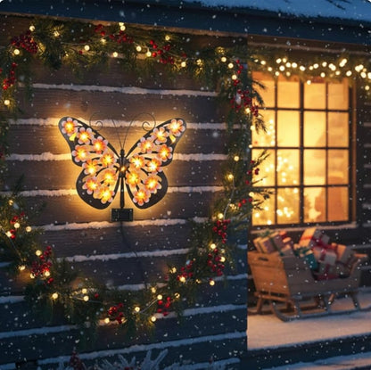 Solar Lights Outdoor Metal Butterfly Wall Decor
