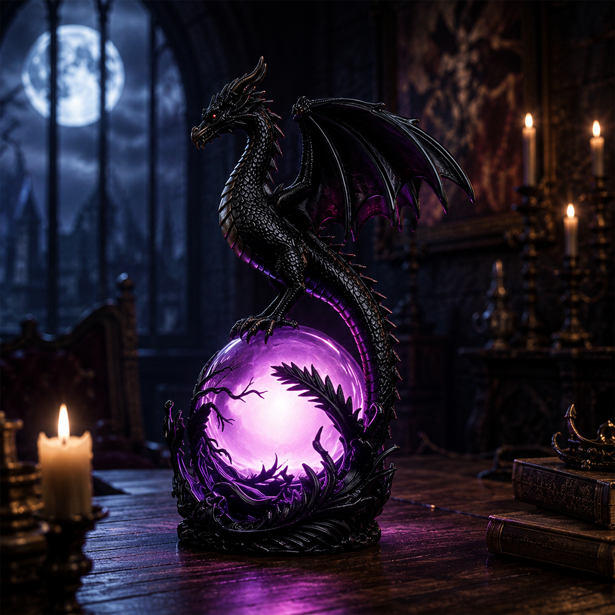 Gothic Dragon Orb Lamp – Mystical LED Table Light for Fantasy Room Decor