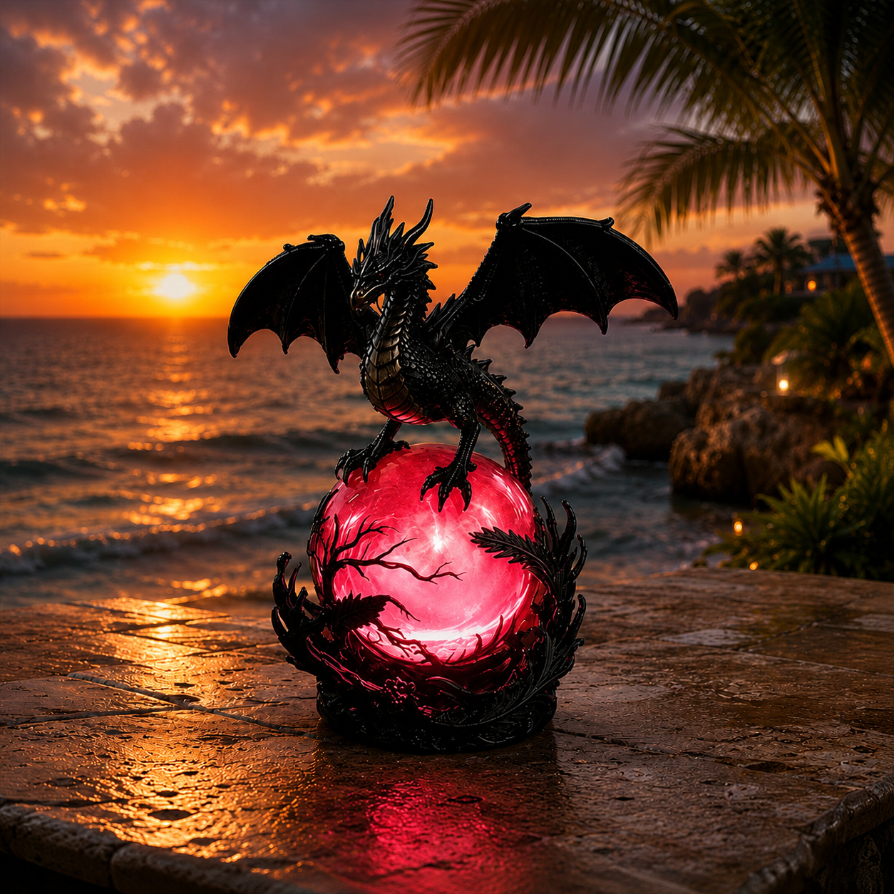 Gothic Dragon Orb Lamp – Mystical LED Table Light for Fantasy Room Decor