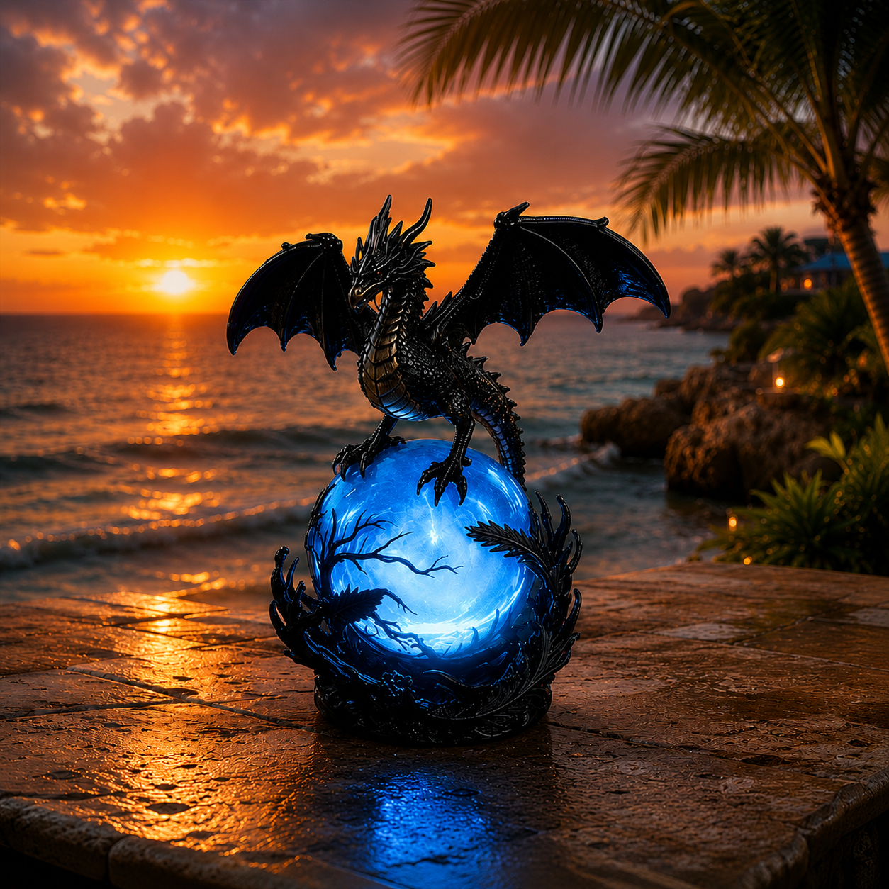 Gothic Dragon Orb Lamp – Mystical LED Table Light for Fantasy Room Decor